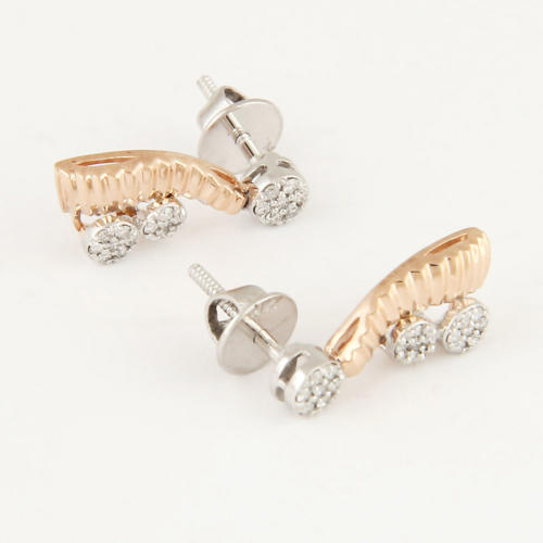 IGI Certified 14 K / 585 Rose Gold Diamond Pendant & Earrings