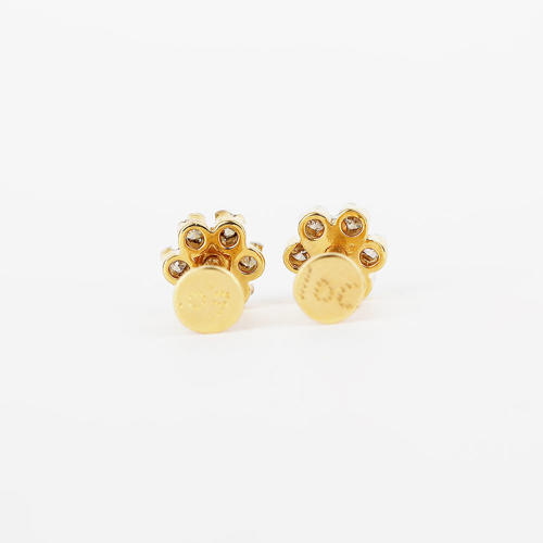 14 K / 585 Set of 2 Yellow Gold Diamond Ear Studs / Nose Pin