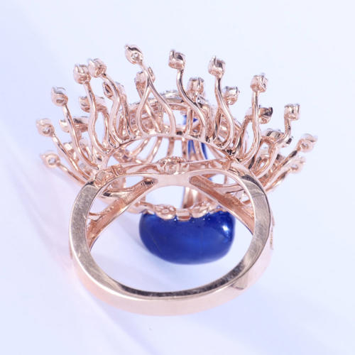 14 K / 585 Rose Gold Diamond Peacock Cocktail Ring