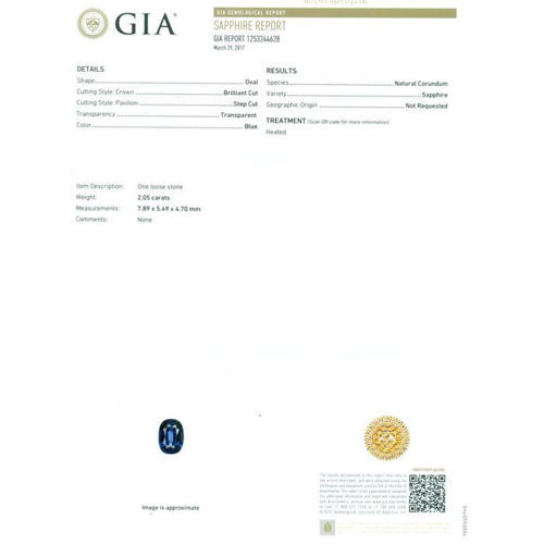 GIA Certified 2.05 ct. Blue Sapphire - BURMA, MYANMAR