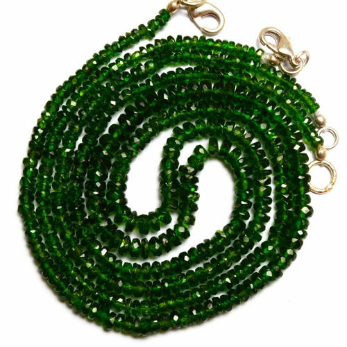 70.00 ct. Chrome Diopside Rondelle Bead Necklace