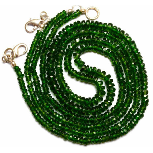 70.00 ct. Chrome Diopside Rondelle Bead Necklace