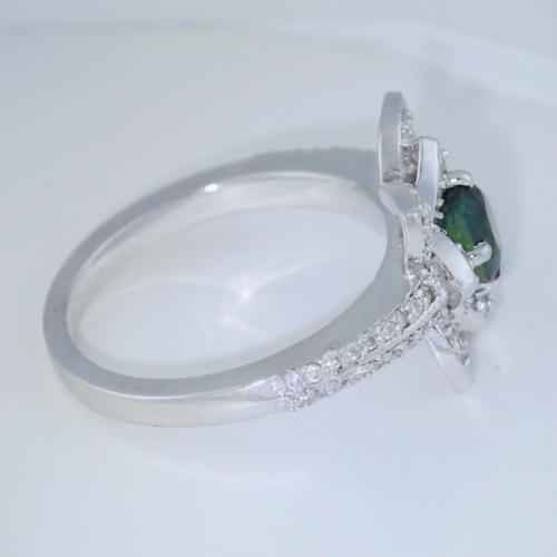 14 K White Gold GIA Certified Blue Sapphire & Diamond Ring
