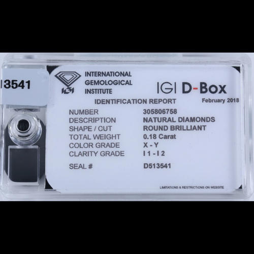 IGI Sealed 0.18 ct. Diamond D-Box - X - Y UNTREATED