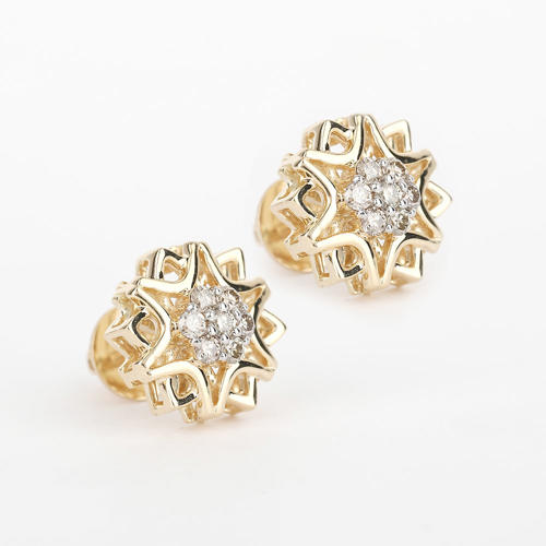 14 K/585 Yellow Gold Diamond Earring Studs - 1.32 ct.